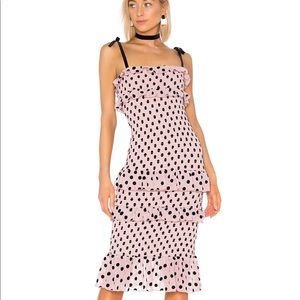 LPA Fiorella Dress Purple Smocked Dot